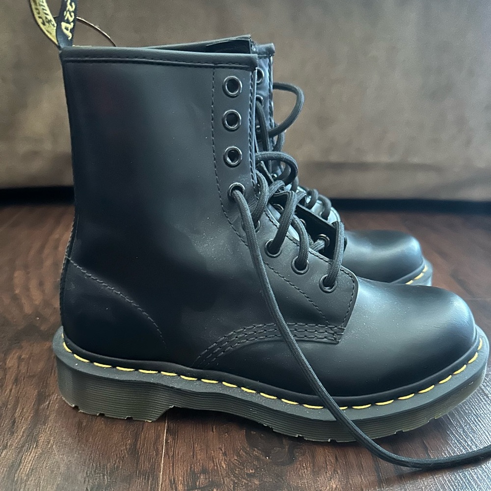 Black Leather Combat Boots